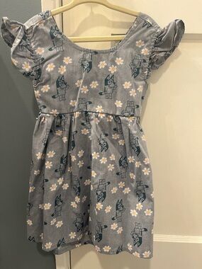 Girls' Blue Floral & bluey Print Casual Dress